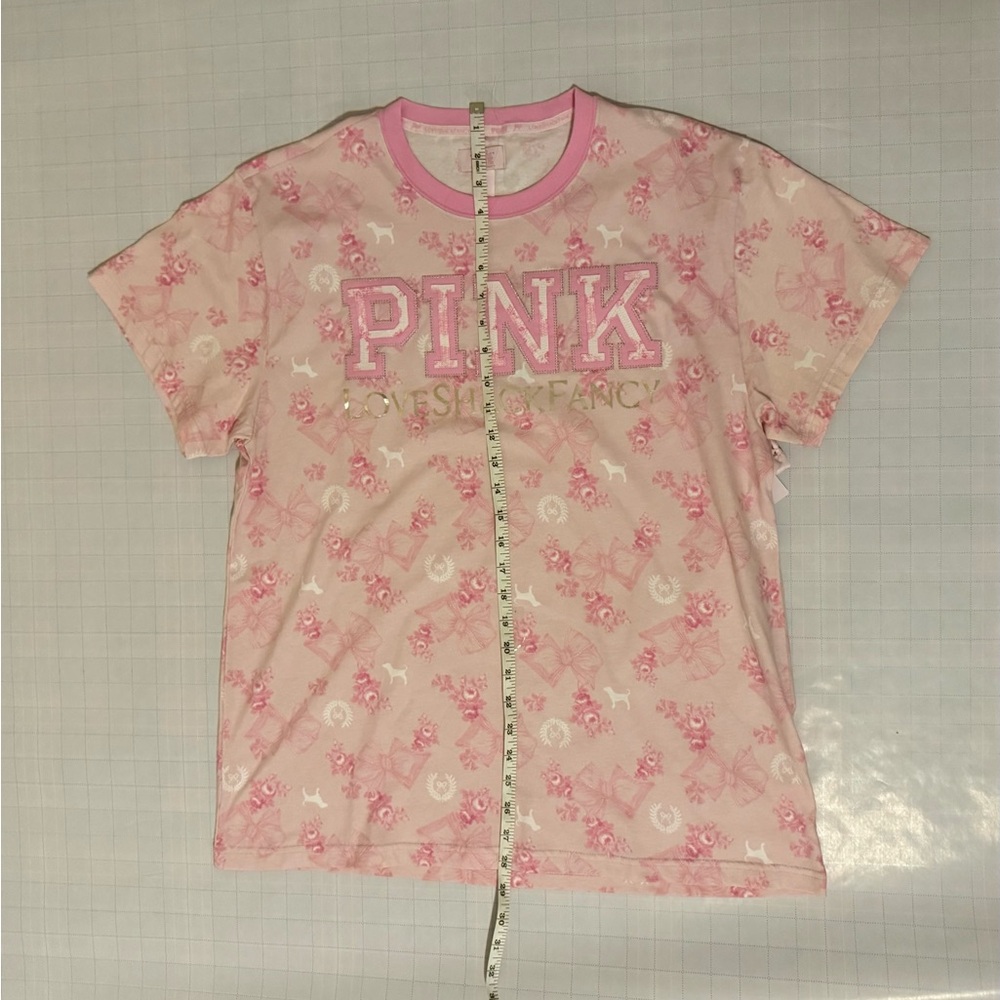 Victoria's Secret PINK x LoveShackFancy Campus Cotton Tee size medium nwt - Picture 8 of 11